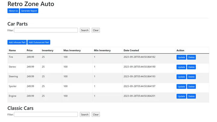 Screenshot of Web Inventory System