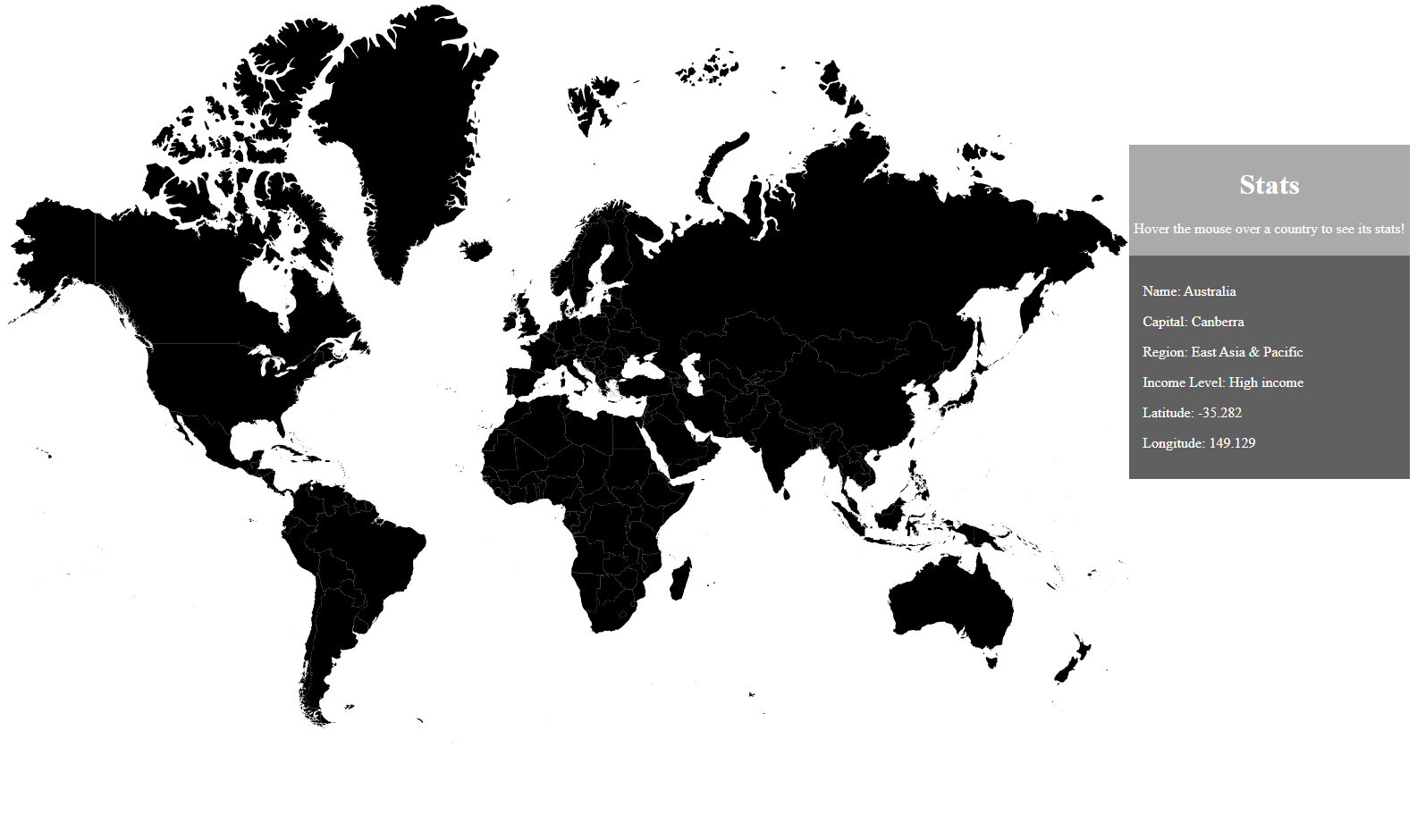 Screenshot of Interactive World Map project