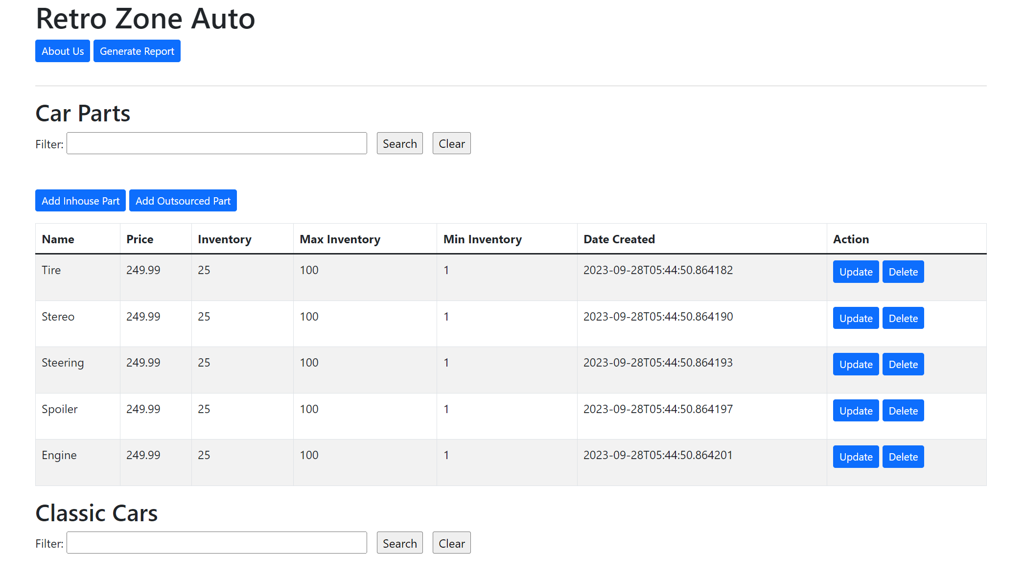 Screenshot of Web Inventory System project